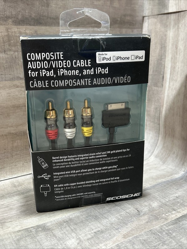 Scosche IPAV SneakPEAK Audio/Video Cable for iPad,iPod and iPhone