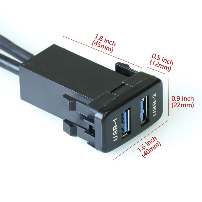Dual USB 3.0 Car Dash Flush Mount Extension Cable Length 3.3FT 1M for Toyota,... gallery