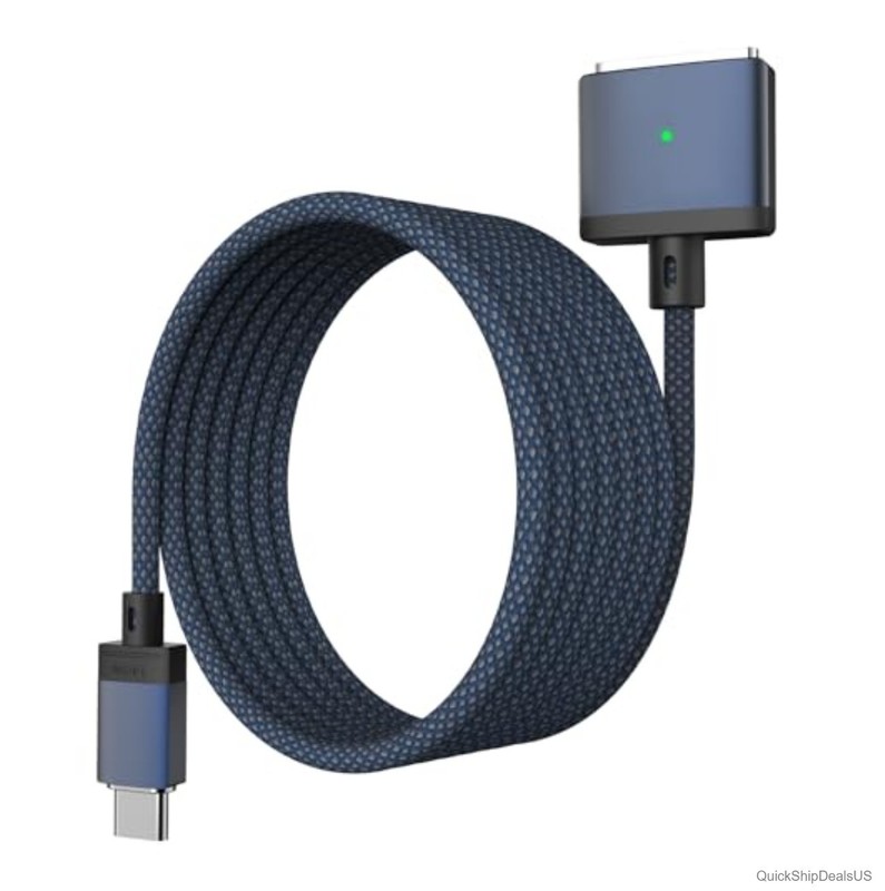 USB-C to MagSafe 3 Cable 140W 6.6ft Braided Magnetic Fast Charging for MacBook