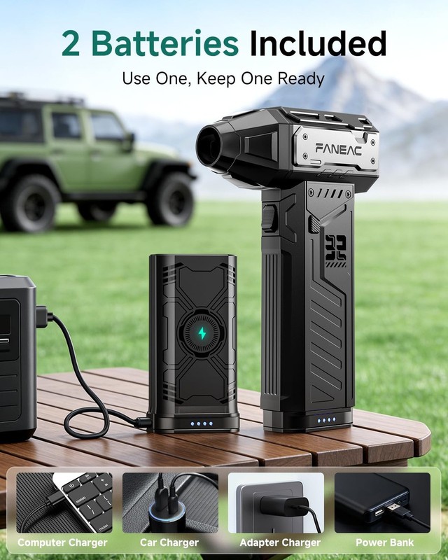 Electric Air Duster - 2 x Battey Pack Swappable, 150,000 RPM Compressed Air B... gallery