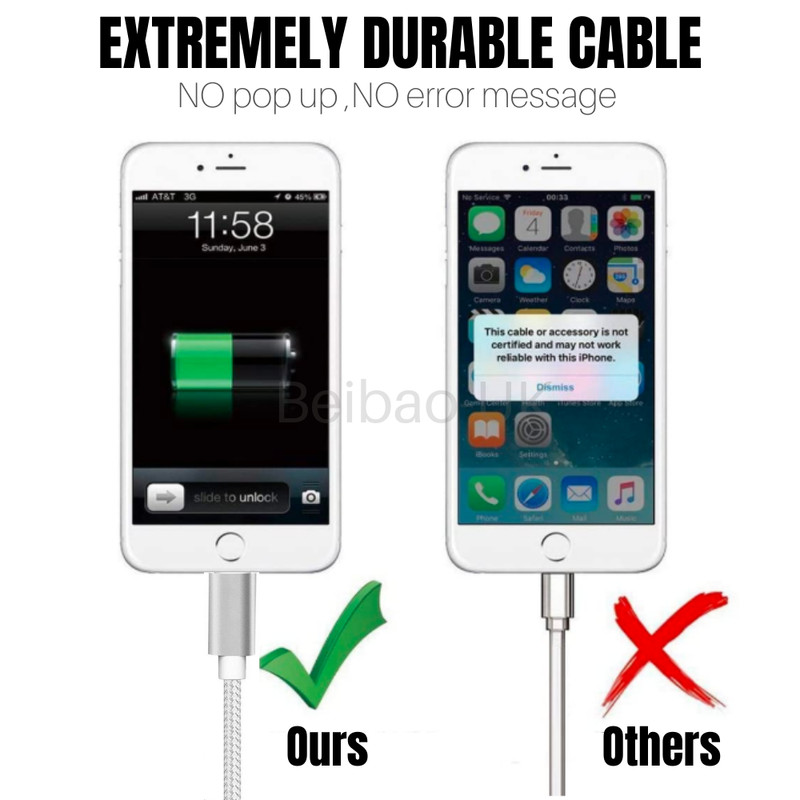3 Pack 10Ft USB Charger Cable Braided For Apple iPhone 12 XR Charging Data Cord gallery