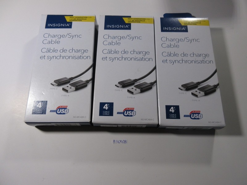 Lot of 3 Insignia 4ft. USB C Charge/Sync Cable NS-MCAB4-C gallery