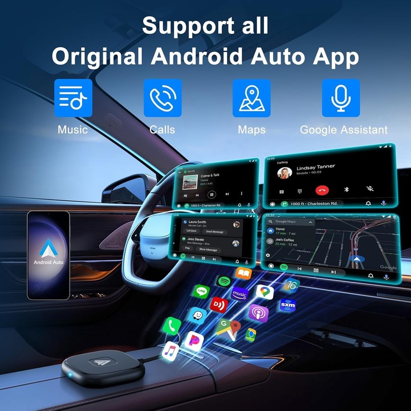 Wireless Android Auto Adapter USB-C Car Dongle Plug & Play Low Latency Black gallery