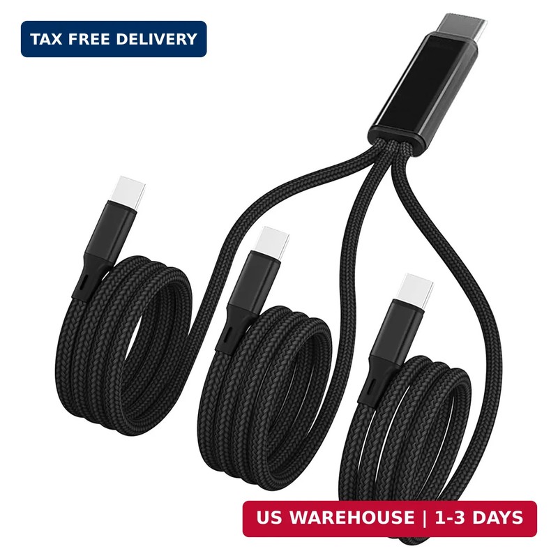 Multi USB C Cable 4FT, 3 in 1 Multiple Type C Charging,3A Splitter USB-C Chargin