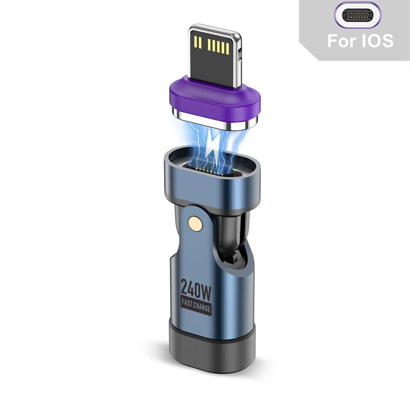 USLION 240W Magnetic USB-C Adapter 180° Rotation Fast Charging Type-C Converter gallery