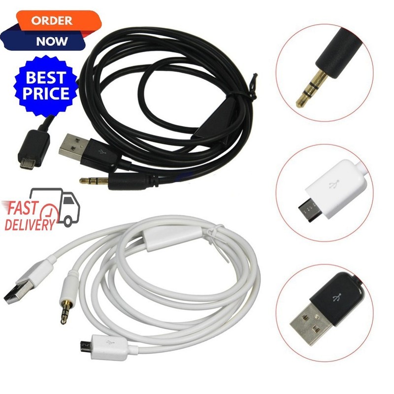 Car AUX Audio Music Micro USB Charge Cable Samsung Galaxy S3 S4 S5 HTC NUZ1