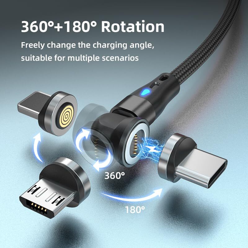 Magnetic 540 Fast Charging Cable Cord Charger For Type-C Micro USB iPhone 17 16 gallery