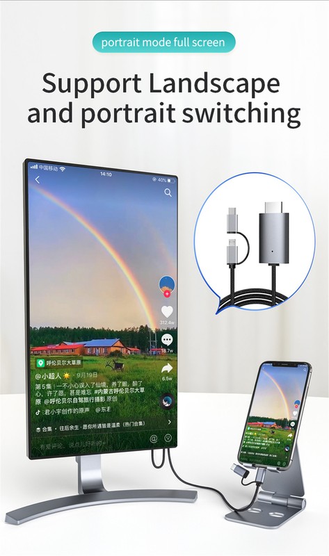 2 in 1 Micro USB Type C to HDMI Cable Adapter 1080P For Phone to HDTV Projector gallery