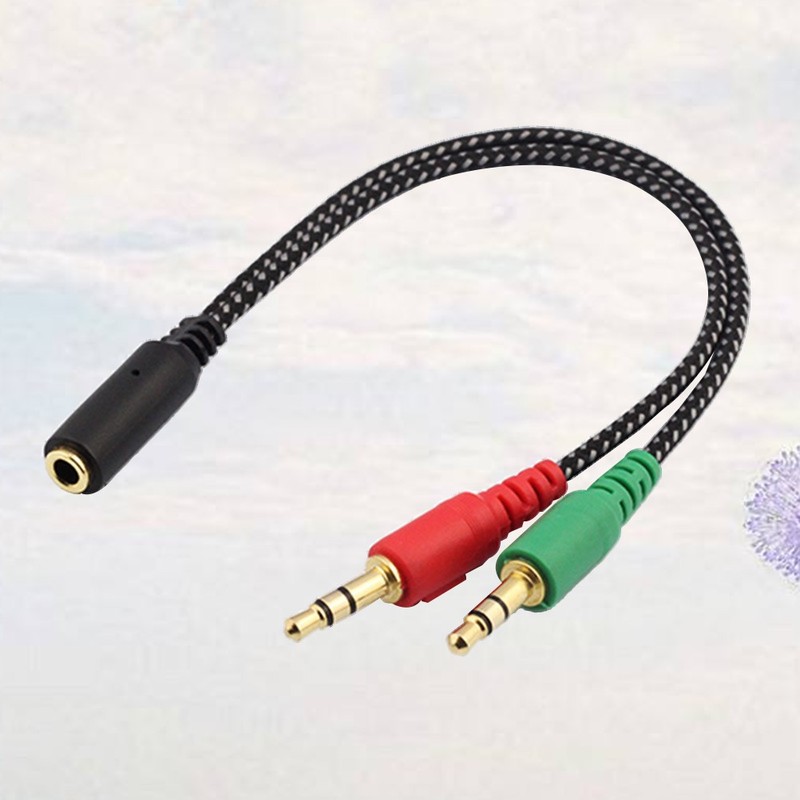 Pc Audio Adapter Female To 2 Male Headset Microphone Splitter Cable For Laptop gallery