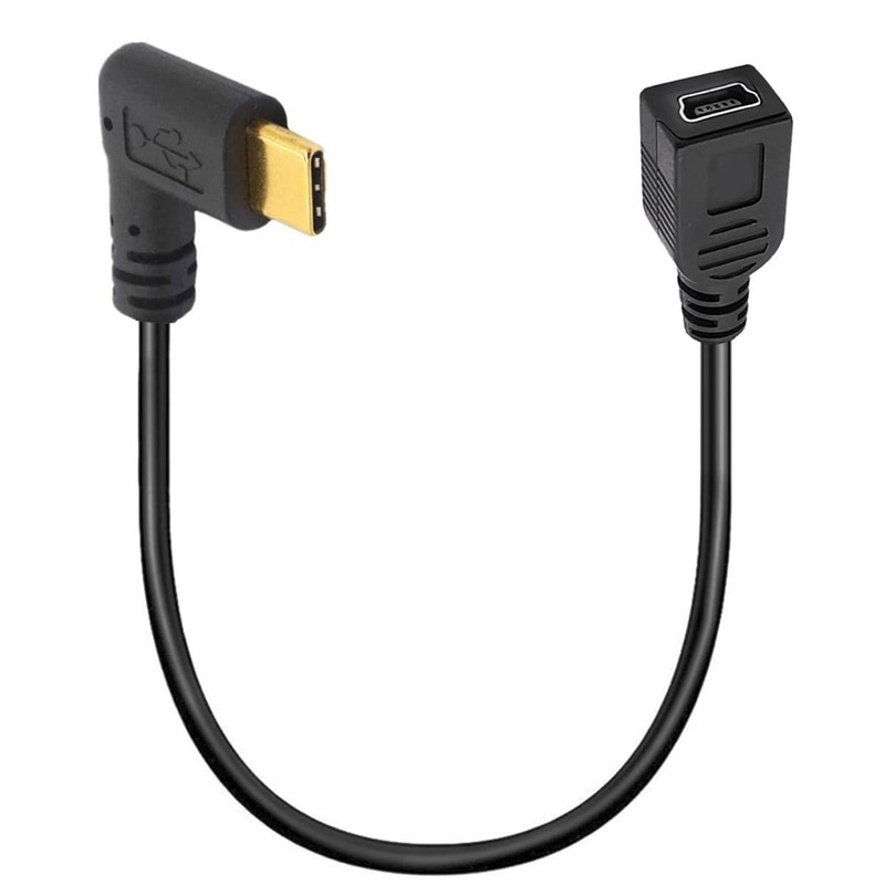 Mini USB to Type C Adapter Cable Right Angle 5Pin B Female Cord Laptop
