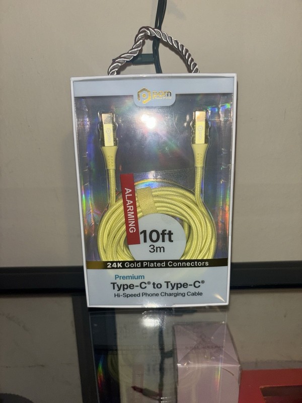 POM brand 10-foot, Type-C to Type-C hi-speed phone charging cable