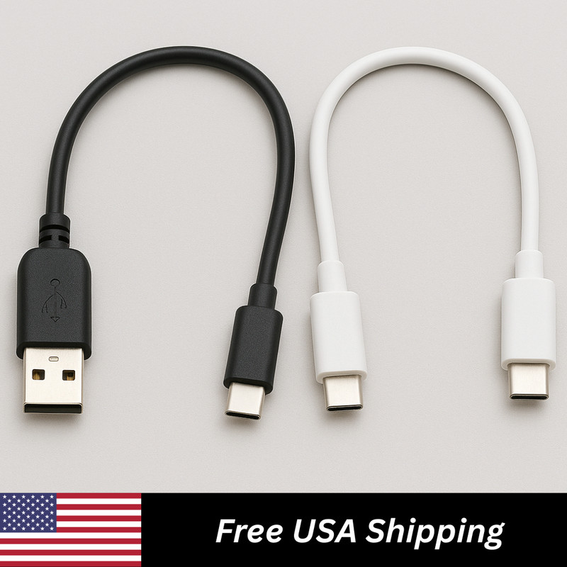 Short 8″ USB A TO USB C Charging Cable 2-Pack