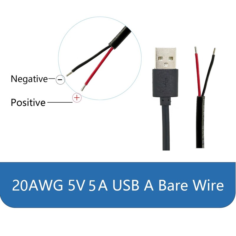 2Pcs USB A to 2 Pin Bare Wire Open End Power Cable 3FT, A Plug 2 Pin Pigtail ... gallery