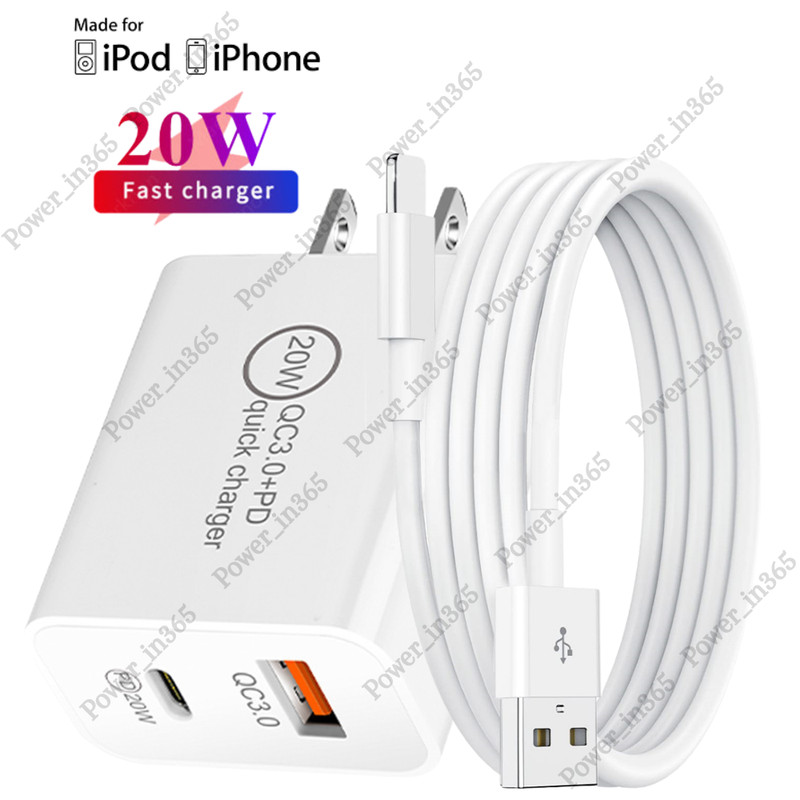 For iPhone 14 13 12 11 Pro Max 8 7 6 20W PD Type-C Fast Charger USB Cable Cord