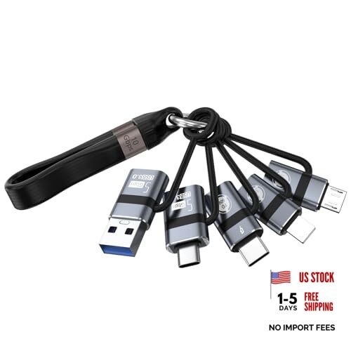 USB A to USB C 3.0 OTG Adapter, USB C to Micro Converter, IP to Type grey-6in1