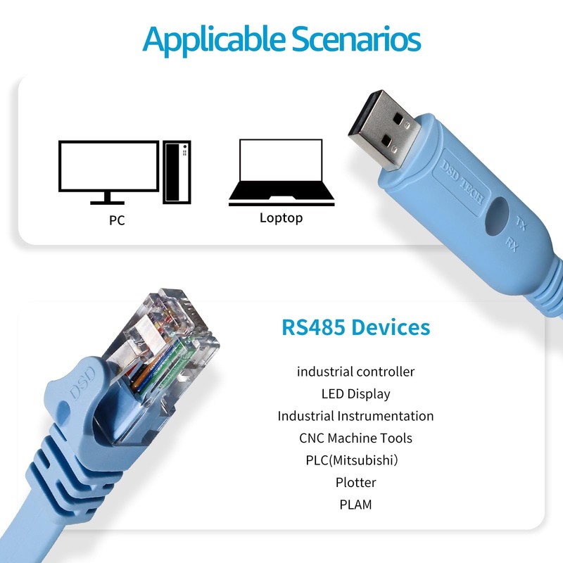 SHRJ45K USB to RS485 Serial Cable RJ45 Interface Builtin FTDI Chip gallery
