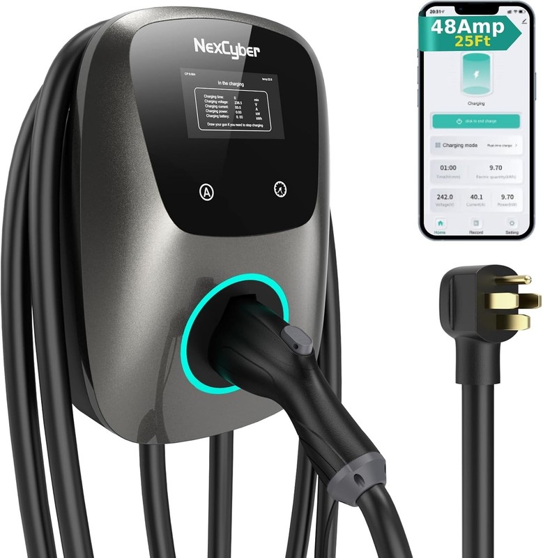 Level 2 EV Charger Station 48 Amp 25ft Cable NEMA 14-50 Plug J1772 Connector