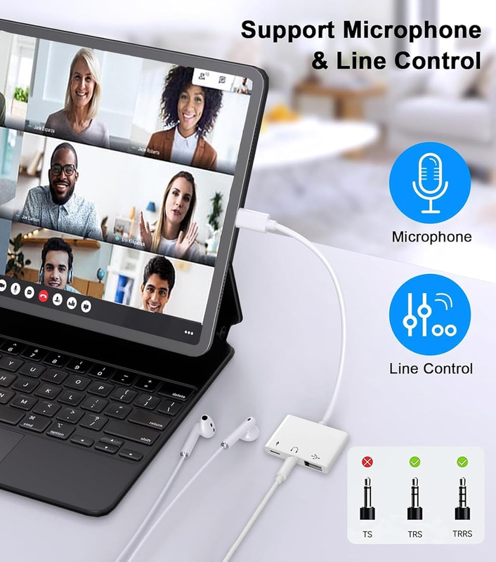 USB C to USB Adapter, 3 in 1 AUX to USB C Adapter with 3.5Mm Headphone Jack + OT gallery