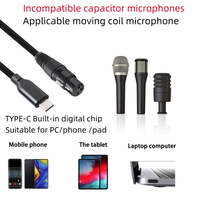 Type C Cable Clear Sounds USB C to XLRFemale Cable Clear Sounds Wire 200cm/300cm gallery