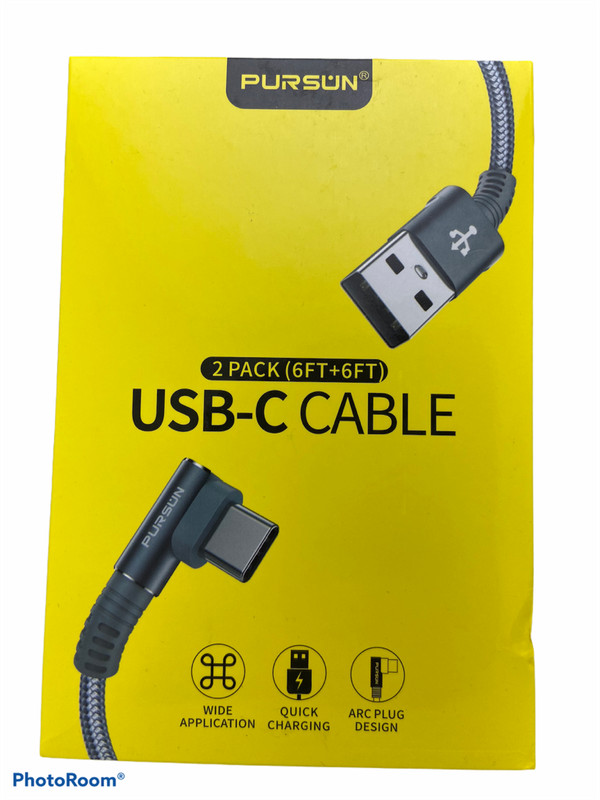 2-PACK Pursun 6ft 3 Amps Fast Charging Braided Cable USB to USB C Switch Samsung