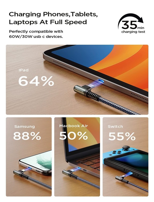 USB C Cable 60W Fast Charging 4-Pack 3.3FT 6.6FT 10FT Nylon Braided Type C Charg gallery