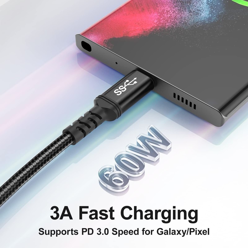 4Pack 1.5ft USB C to USB C Cable, 60W Fast Charging, 5Gbps Data Transfer, Braide gallery