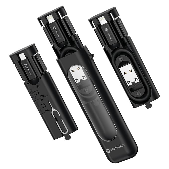 Portronics Snapcase 4 60W Fast Charging Cable Kit USB C Micro USB