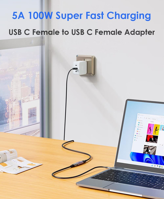 USB C Female to Female Adapter, USB C Coupler, USB Type C Cable Extender Connect gallery