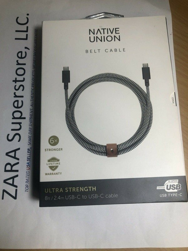 Native Union – 8ft / 2.4m USB-C to USB-C Cable (Ultra Strength) – Zebra