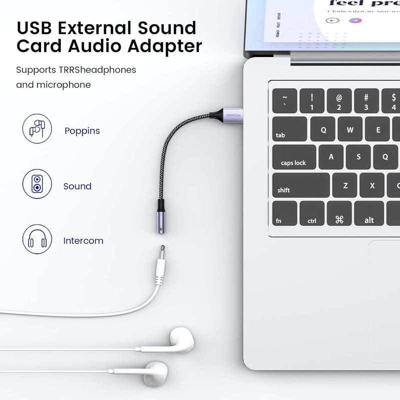Durable USB Audio Jack Adapter 20cm | Compatible with PC, PS4, Mac, and More gallery