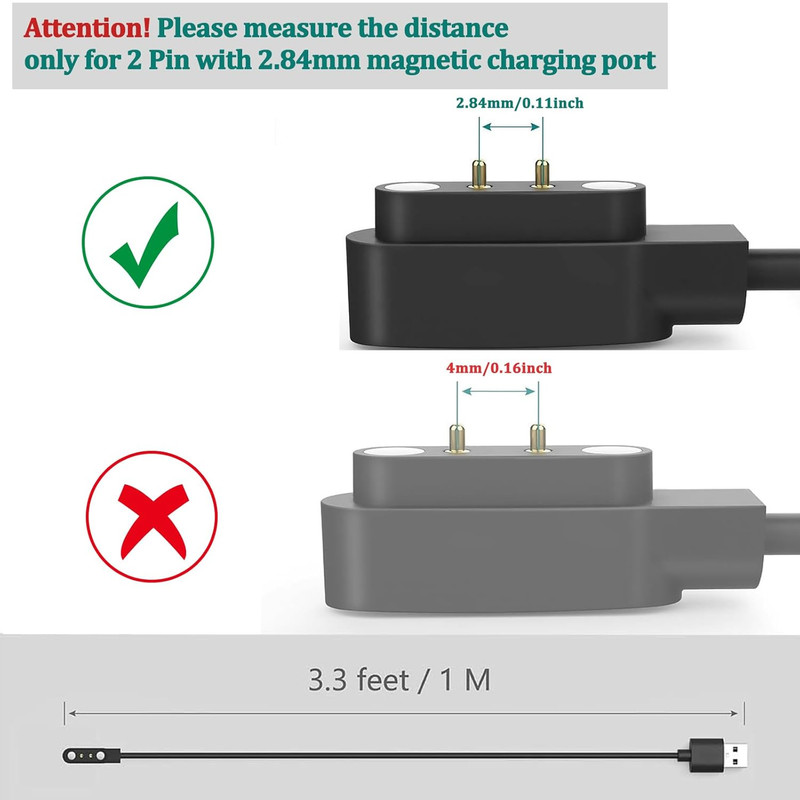 2 Pack Veryfit Smartwatch Charger Cable, Magnetic USB Charging Cable for Veryfit gallery