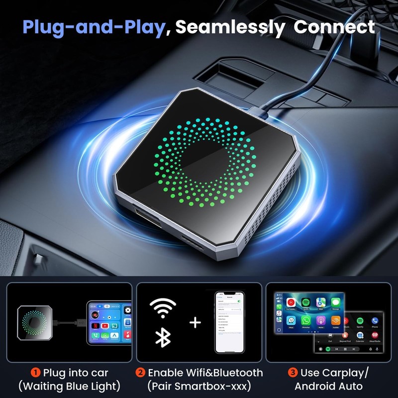 5-in-1 Wireless CarPlay & Android Auto Adapter with Netflix/YouTube, [Support... gallery
