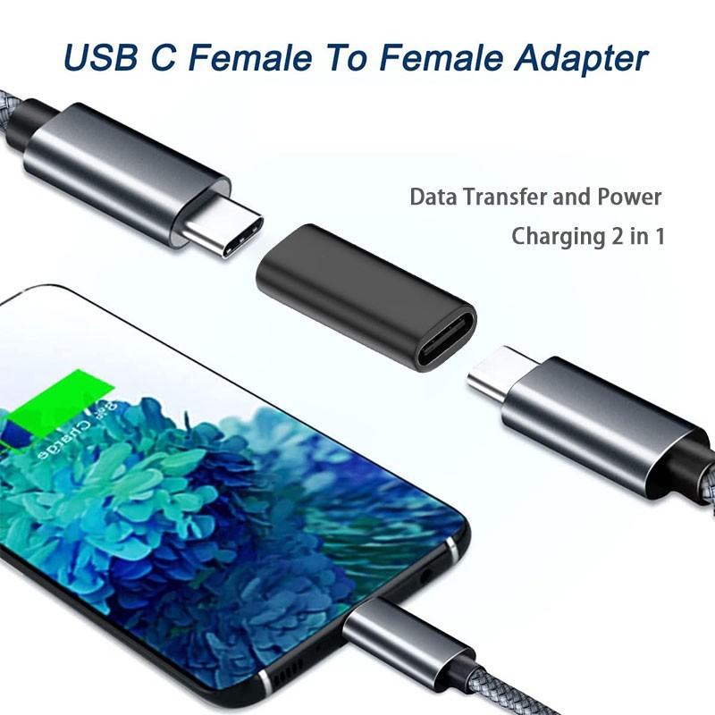 2PCS USB C Female to Female Adapter USB 3.1 Type C Coupler Connector Pack Black gallery