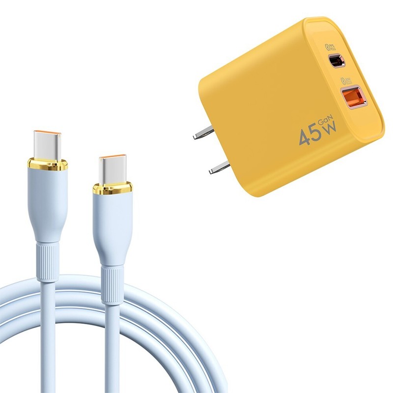 Durable 3ft Liquid silicone cable PD 60W + 45W Type C USB Adapter Fits Iphone 15