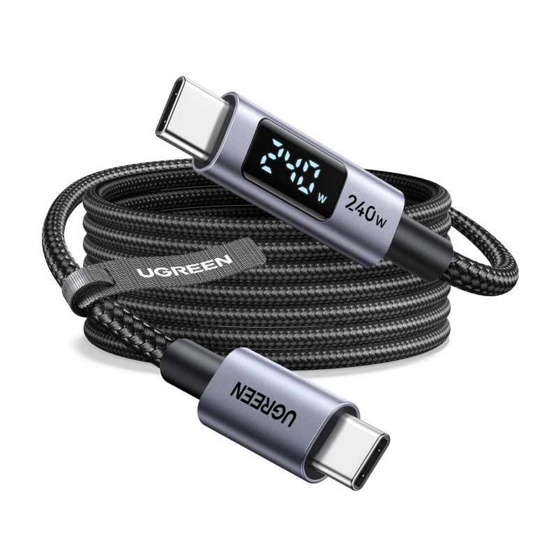 UGREEN 240W USB-C Fast Charging Cable with Digital Display, 6.6FT Braided gallery