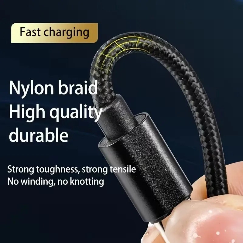 USB Type C Fast Charging Cable Nylon Braided Quick Charge Data Cable Black gallery