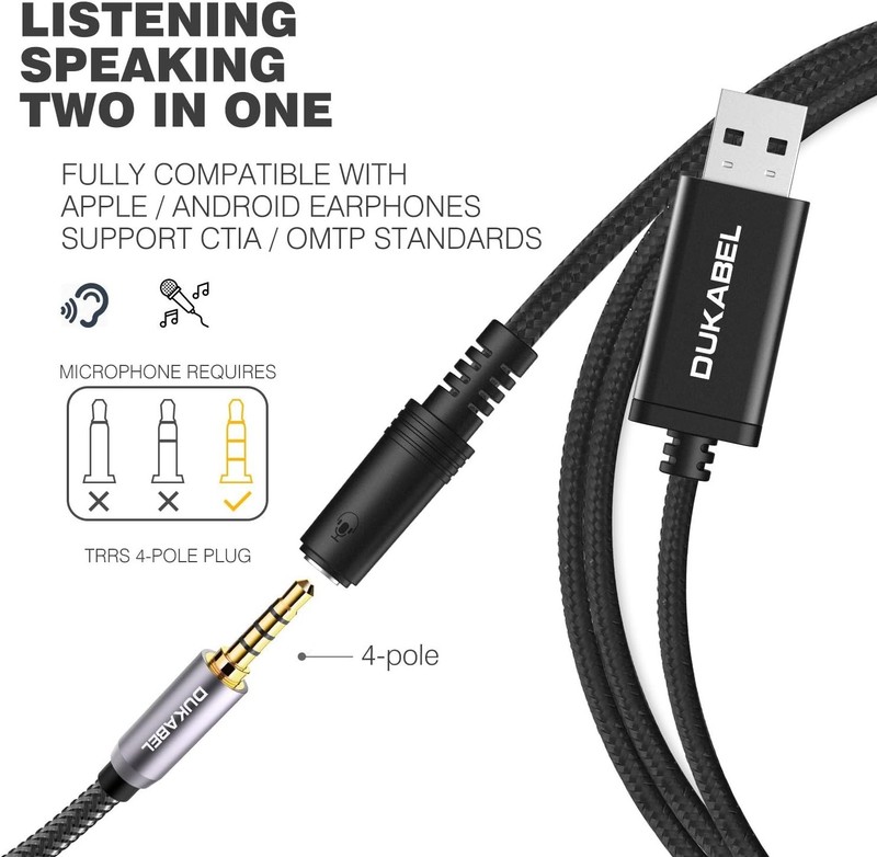 1.2M USB to 3.5mm TRRS Adapter - Mic-Supported Stereo Sound for All Devices gallery