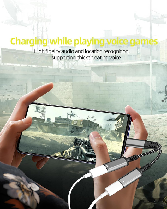 Dual USB C Adapter 2 in 1 Charging Cable DAC Type C Audio Charger Dongle for App gallery