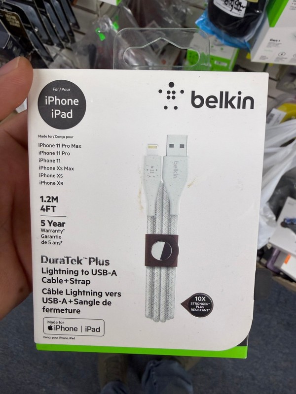 DuraTek Plus USB-A To iPhone Cable, 4 Feet (White)-LOT OF 10