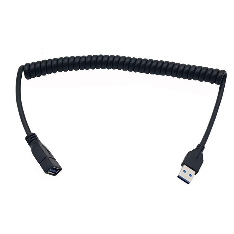 5Foot Coiled High Speed USB3.0 Male To Female Retractable Spring Extension Cable