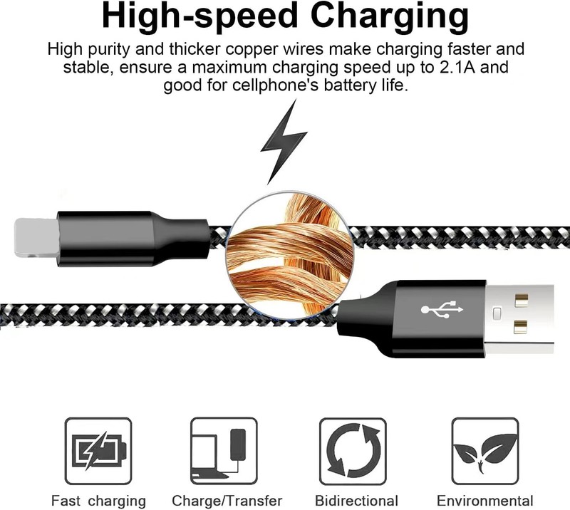 3 Pack Fast Charger Cable Heavy Duty For iPhone 13 12 11 X XR 8 7 Charging Cord gallery