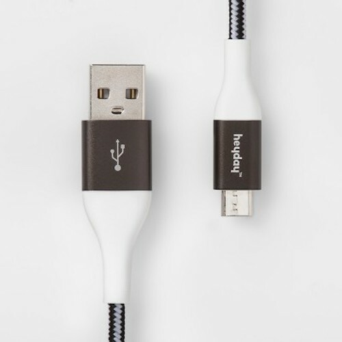 heyday Micro USB to USB-A Braided 4 ft. Cable – For Android (Black/White/Metal)