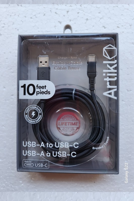 Artikl Braided Charging Cable – USB-A to USB-C -Charge & Sync – 10 Feet