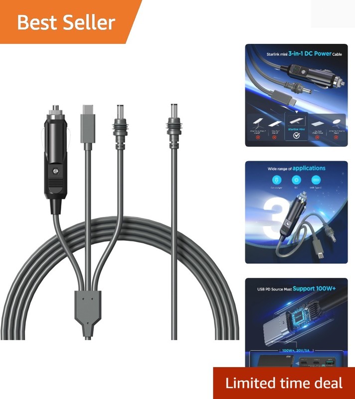3 in 1 Starlink Mini Cable 10FT/ 3M, High-Speed USB C/Car Charger/DC to DC Re…