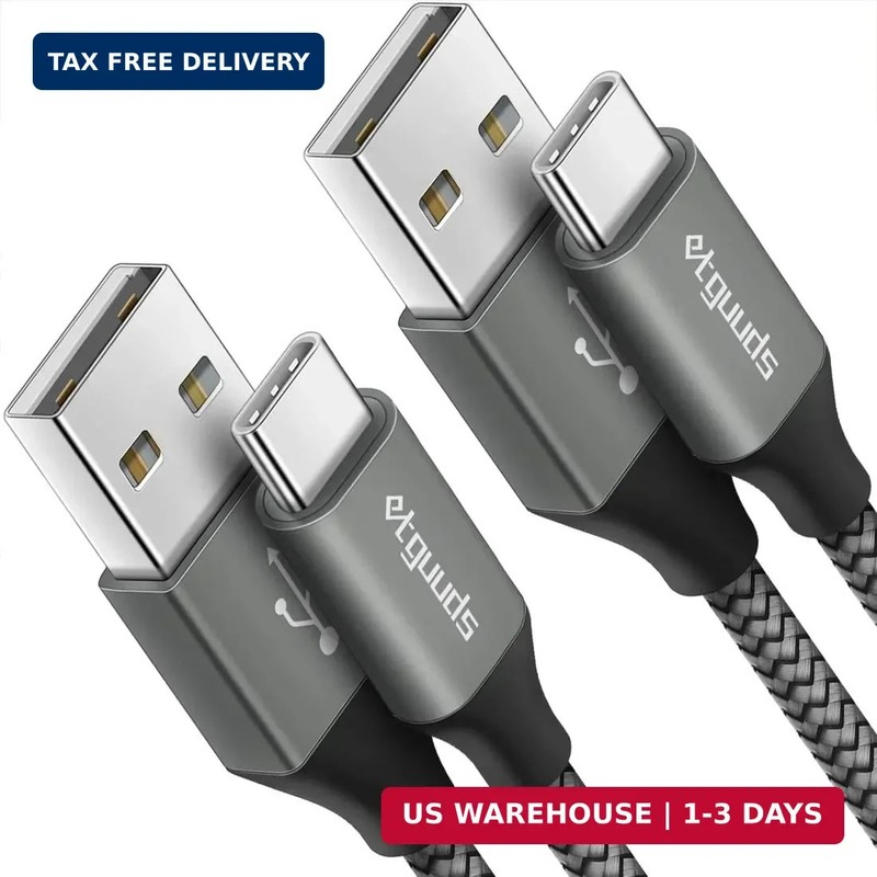 etguuds USB to USB C Cable 3ft, 2-Pack USB A to USB C Charger Cord Type C | Fast