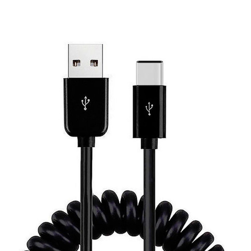 For Galaxy S20/S21/S23/FE Coiled USB Cable Type-C Charger Cord USB-C