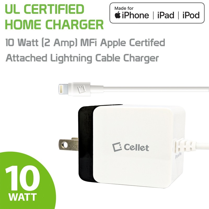 Cellet Apple Lightning MFI Certified Home/Wall Charger for iPhone/iPad/Airpods