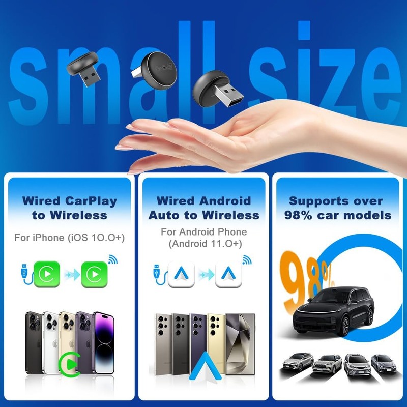 Wireless CarPlay & Android Auto Adapter - Mini Ultra 3 Convert OEM Wired to W... gallery