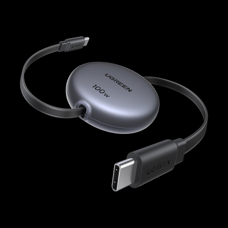 UGREEN 100 W Retractable USB‑C Cable – Fast PD Charge, 4‑Step, Tangle‑Free