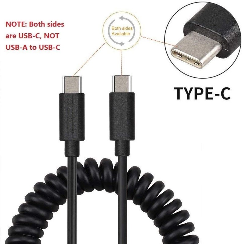 For TCL K33/K32 5G - Coiled Cable USB-C to TYPE-C Fast Charger Cord Power gallery